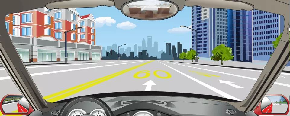 路面标记指示这段道路上最低限速为60公里/小时。