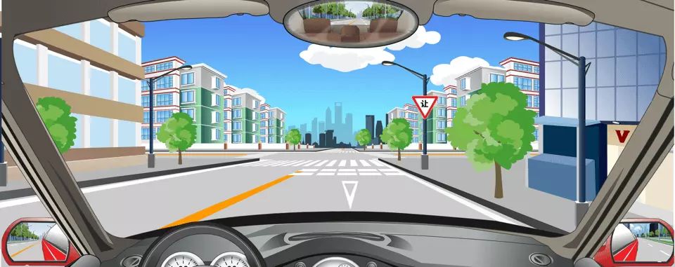 前方路口减速让行线表示要停车让干道车先行。