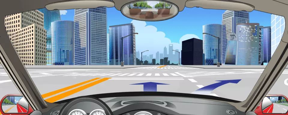 路口两侧导流线表示直行或右转弯不得压线或越线行驶。