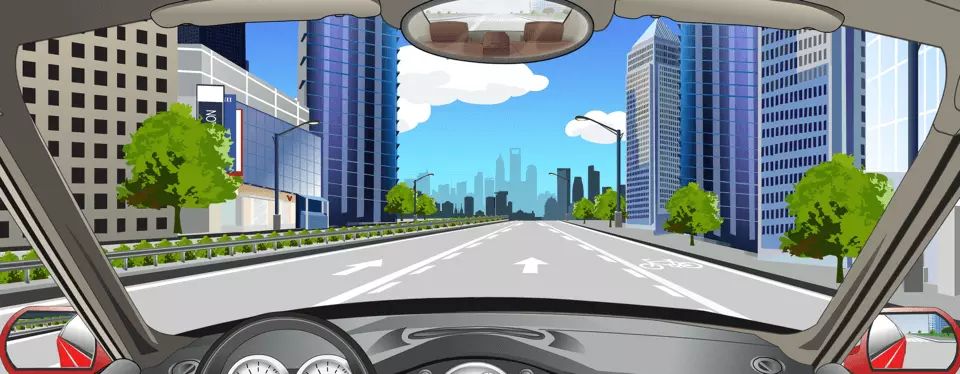 路面菱形块虚线警告前方道路要减速慢行。