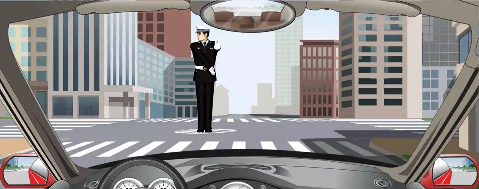 交通警察发出这种手势信号时可以直行通过。