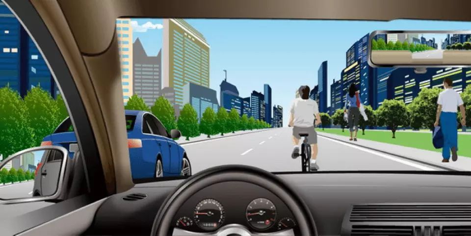 如图所示,驾驶机动车遇到非机动车占道行驶时,以下做法正确的是什么?