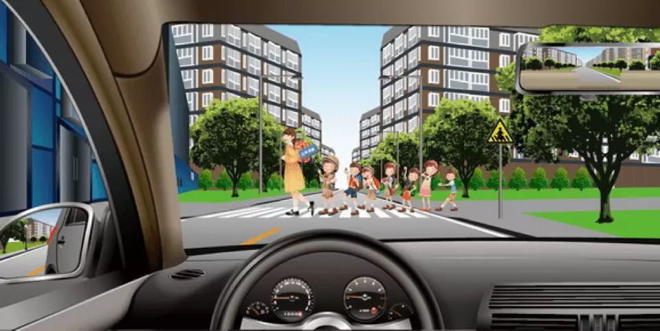 如图所示，驾驶机动车遇到这种情况时，应当停车让行。