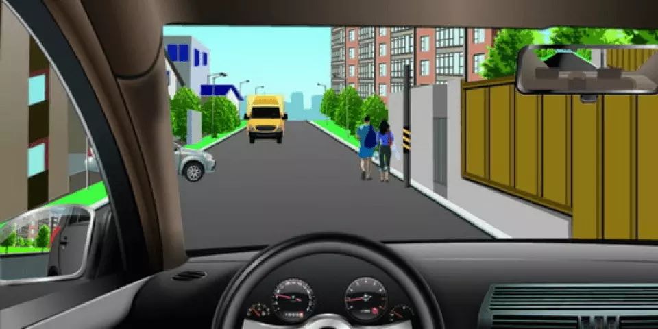 如图所示，驾驶机动车遇到这种情形时，以下做法正确的是什么？