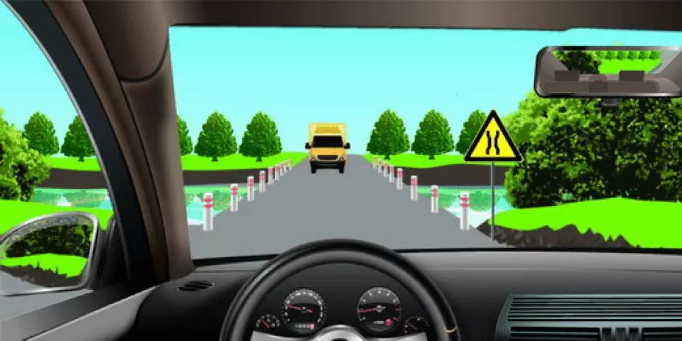 如图所示，驾驶机动车在窄桥上会车，选择的交会位置不理想时，以下做法正确的是什么？