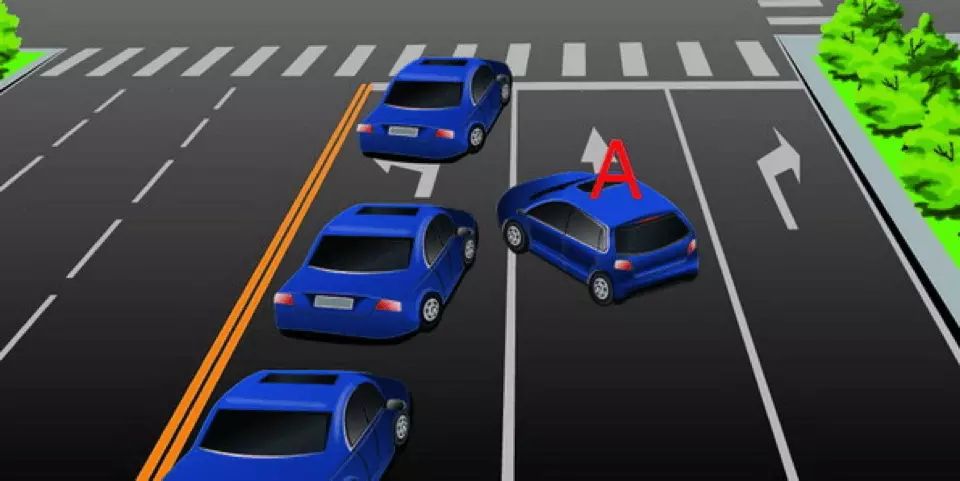 如图所示，机动车A的行为是正确的。