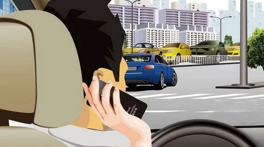 如图所示，驾驶机动车拨打电话容易导致发生交通事故。