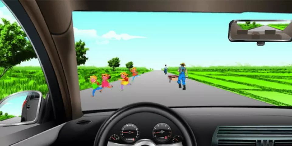 如图所示，驾驶机动车在乡间道路上行驶，以下做法正确的是什么？