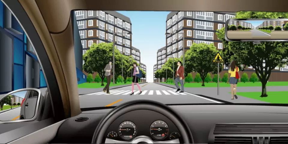 如图所示，驾驶机动车遇到这种情况时，以下做法正确的是什么？