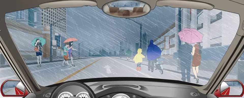 雨天遇到这些撑雨伞和穿雨衣的行人在路边行走怎样通行？