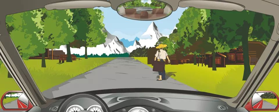 行车中遇到这种行人需要保持较大的安全距离。