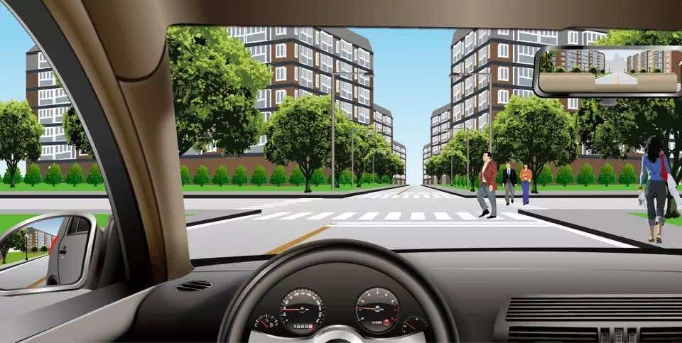 如图所示，机动车遇行人正在通过人行横道时，要停车让行，是因为行人享有优先通行权。