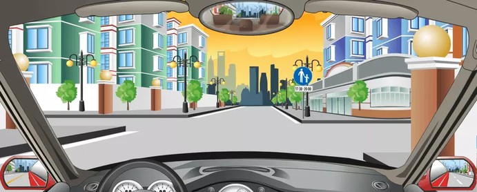 右前方标志表示该路段在规定时间内只供步行。