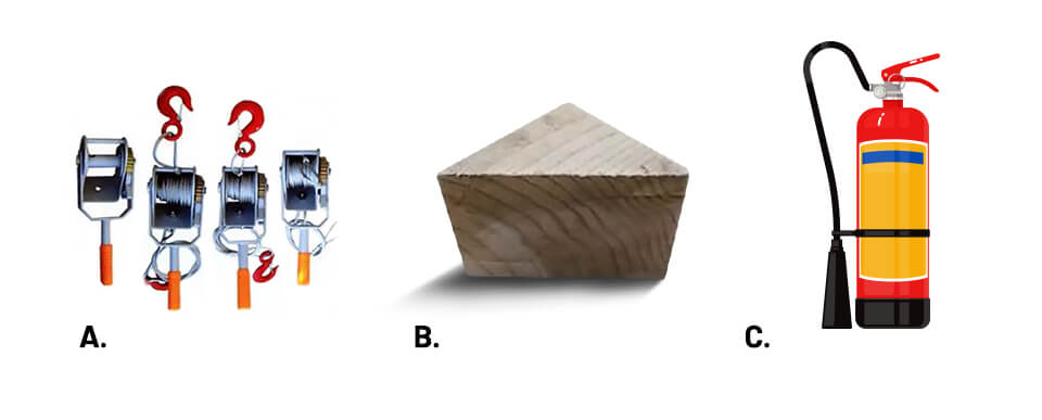 装运大型气瓶的车辆必须配备必要的捆扎、防散失工具，下列选项中不属于该类工具的是（）。