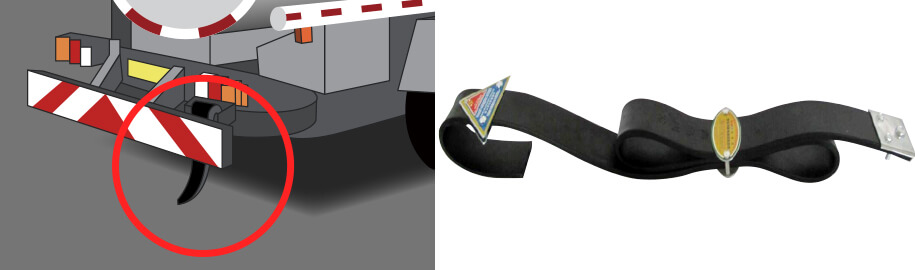 图中车辆尾部带状的安全防护装置是（）。