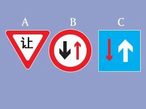 如图，（ ）表示有通行优先权。