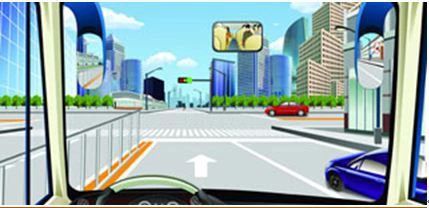 如图,驾驶机动车在这个路口允许掉头。