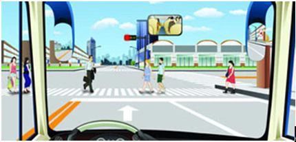 如图，驾驶机动车在该处不影响行人正常通行的情况下可以掉头。