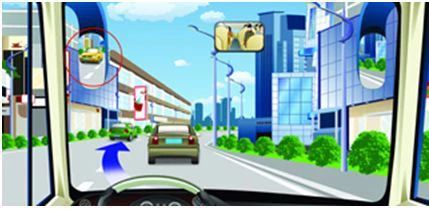 如图，驾驶机动车遇到这种情况要迅速向左变更车道。