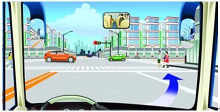 如图，驾驶机动车可在该路口处向右变更车道。