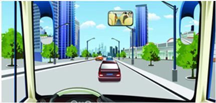 如图、驾驶机动车在这种道路上怎样行驶最安全？