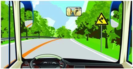 如图、在这种条件的道路上怎样行驶才安全？