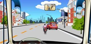 驾驶机动车遇到这种情况怎样行驶？（如图）