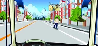 驾驶机动车遇到这样的情景怎样行驶？（如图）