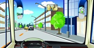 驾驶机动车遇到这种情况怎样行驶最安全？（如图）