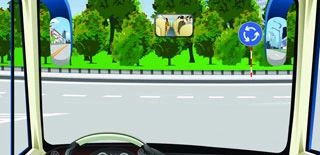 驾驶机动车驶出这个环岛路口怎样使用灯光?(如图)