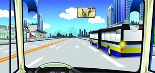 在这种公交车站怎样预防公交车突然起步？（如图）