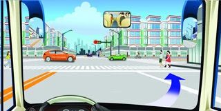 驾驶机动车可在该路口处向右变更车道。（如图）