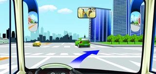 驾驶机动车在这个路口右转弯可以不变更车道。（如图）