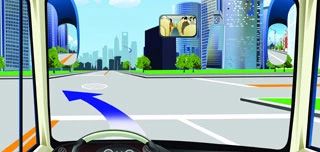 如图、在这个路口左转弯要靠路口中心点左侧转弯。