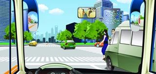 驾驶机动车在人行横道前遇到这种情况一定要减速慢行。（如图）