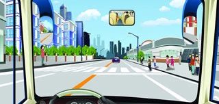 驾驶机动车在学校附近遇到这种情况要尽快加速通过。（如图）