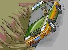 如图所示，车辆将要发生侧翻时，驾驶员不应采取下列哪项处置措施？。