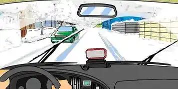 如图所示，雪天行车时，驾驶员应尽量避免（ ）。